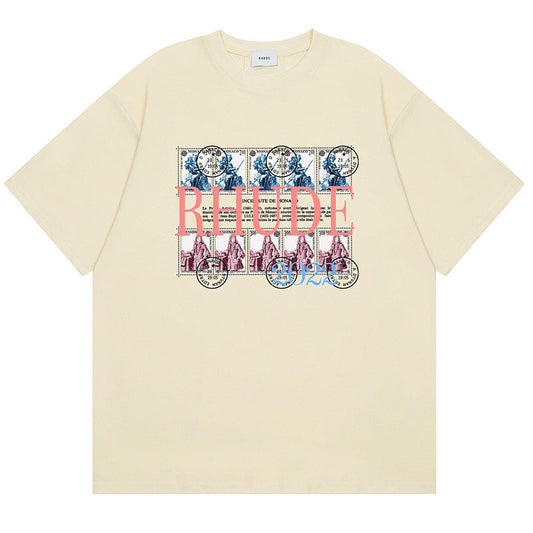 RHUDE Rhude Oil Painting Clock Coconut Tree Print T-Shirts